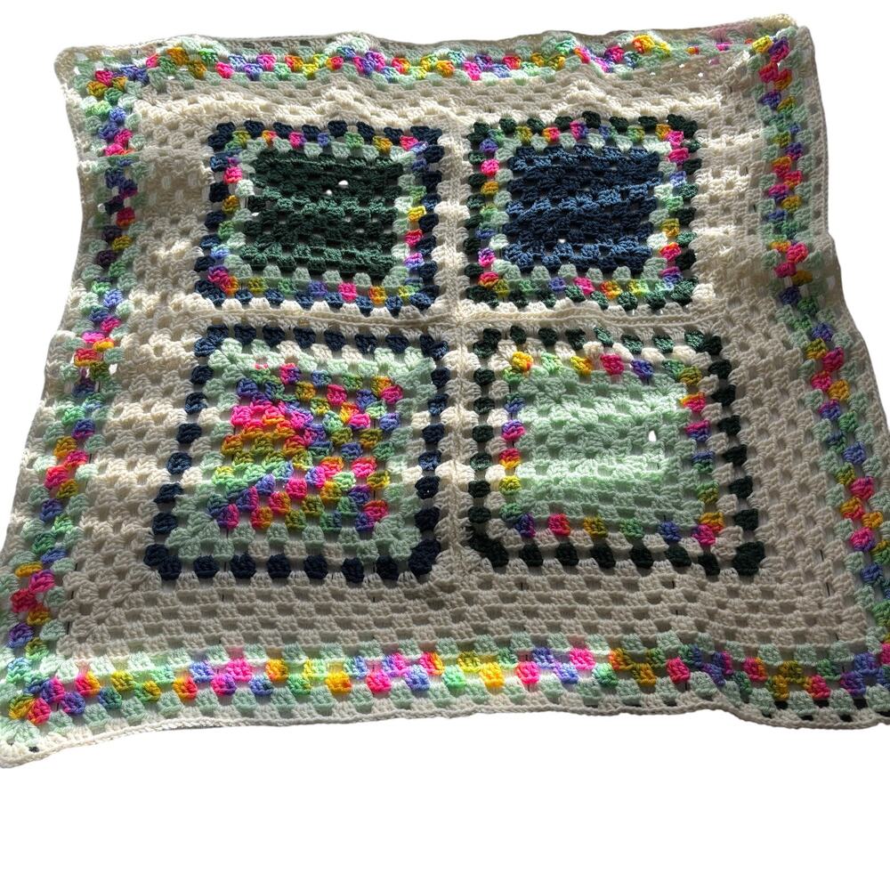 Handmade Granny Square Baby Tummy Time Blanket
